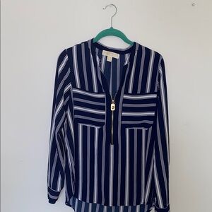 Michael Kors navy blue & white top